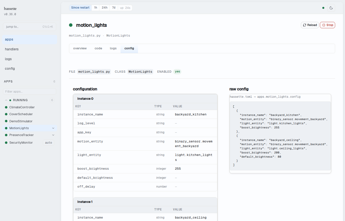 Per-app configuration tab