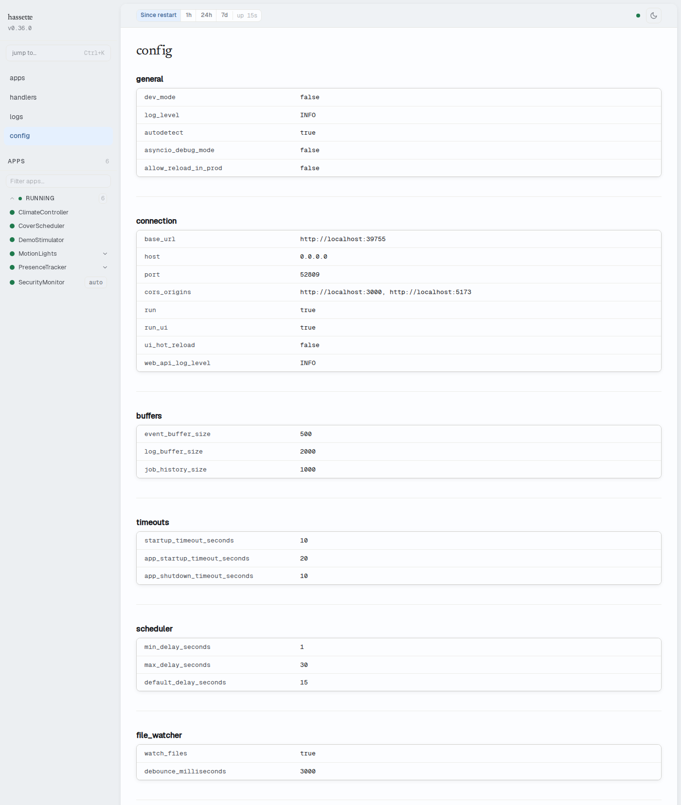 Global configuration page